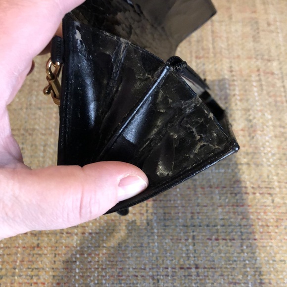 Etienne Aigner Black Calfskin Leather Silk Lining Full Size Snap Wallet Wristlet - Picture 10 of 15